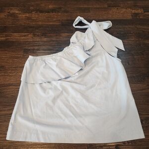 Vineyard Vines Top Shirt Womens 16 Blue One Shoulder Bow Ruffle Preepy NWT